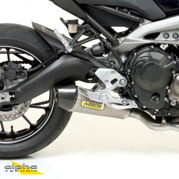 ARROW Auspuff X-KONE für Yamaha MT09 / Tracer 900 2013-, Aluminium schwarz mit Edelstahl Endkappe (N