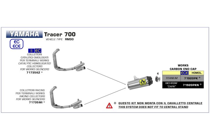ARROW Krümmer mit Katalysator für Yamaha Tracer 700 Modelljahr 2020- , MT-07 2021-